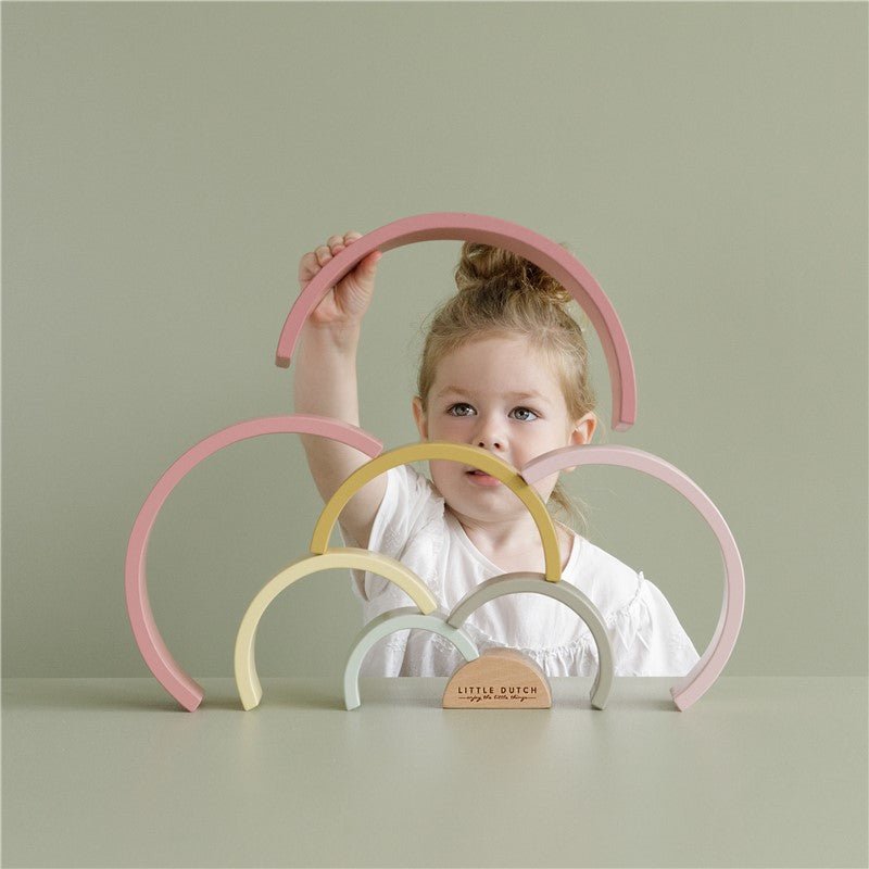 JUGUETE DE MADERA LITTLE DUTCH ·ARCOÍRIS APILABLE ROSA· - Happy Moments Baby