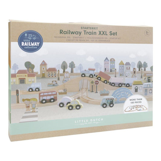 JUGUETE DE MADERA LITTLE DUTCH ·CIUDAD SISTEMA DE TRENES XL· - Happy Moments Baby