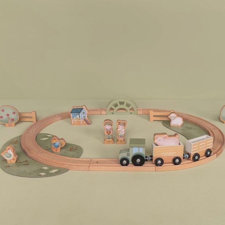 JUGUETE DE MADERA LITTLE DUTCH ·SISTEMA DE TREN GRANJA· - Happy Moments Baby