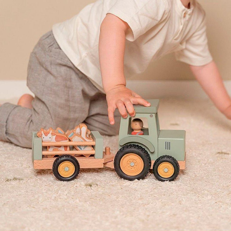 JUGUETE DE MADERA LITTLE DUTCH ·TRACTOR CON TRAILER GRANJA· - Happy Moments Baby