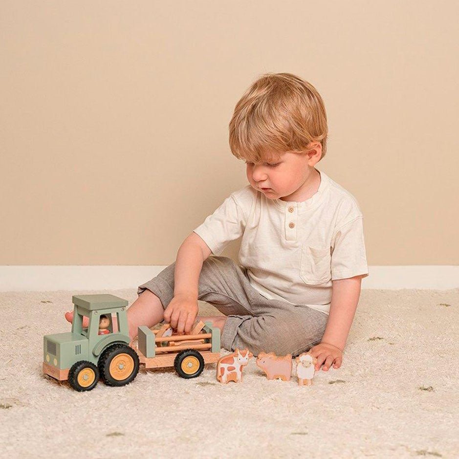 JUGUETE DE MADERA LITTLE DUTCH ·TRACTOR CON TRAILER GRANJA· - Happy Moments Baby