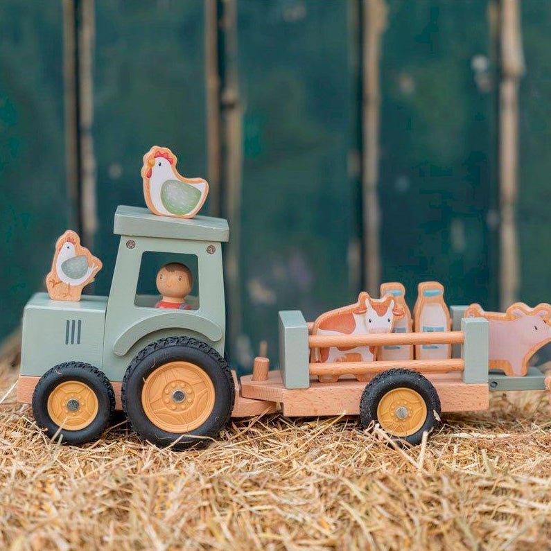 JUGUETE DE MADERA LITTLE DUTCH ·TRACTOR CON TRAILER GRANJA· - Happy Moments Baby