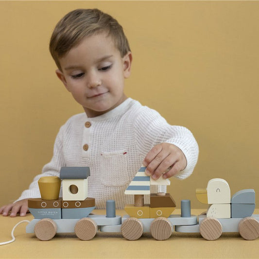 JUGUETE DE MADERA LITTLE DUTCH ·TREN APILABLE MARINERO· - Happy Moments Baby