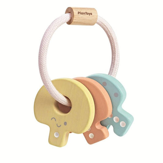 JUGUETE DE MADERA PLAN TOYS ·SONAJERO LLAVES PASTEL· - Happy Moments Baby
