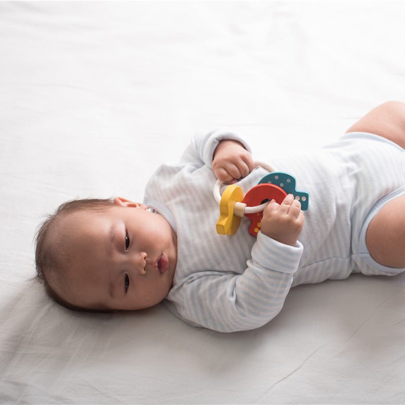 JUGUETE DE MADERA PLAN TOYS ·SONAJERO LLAVES· - Happy Moments Baby