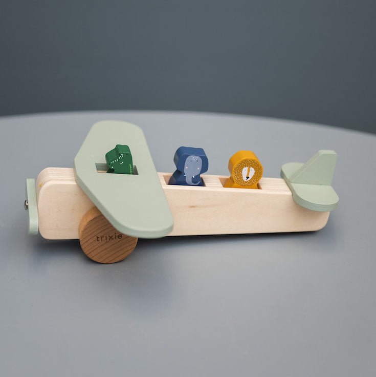 JUGUETE DE MADERA TRIXIE ·AVIÓN DE ANIMALES· - Happy Moments Baby