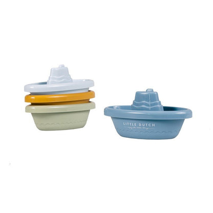JUGUETE PARA EL BAÑO LITTLE DUTCH ·BARCOS APILABLES AZULES· - Happy Moments Baby
