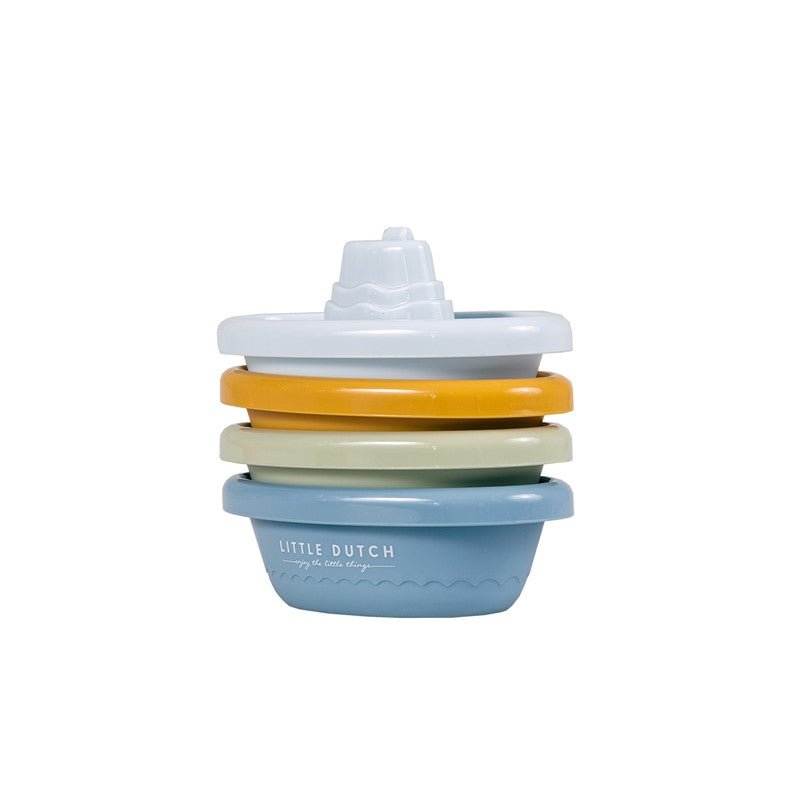 JUGUETE PARA EL BAÑO LITTLE DUTCH ·BARCOS APILABLES AZULES· - Happy Moments Baby