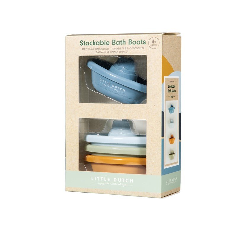 JUGUETE PARA EL BAÑO LITTLE DUTCH ·BARCOS APILABLES AZULES· - Happy Moments Baby