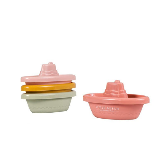 JUGUETE PARA EL BAÑO LITTLE DUTCH ·BARCOS APILABLES ROSAS· - Happy Moments Baby