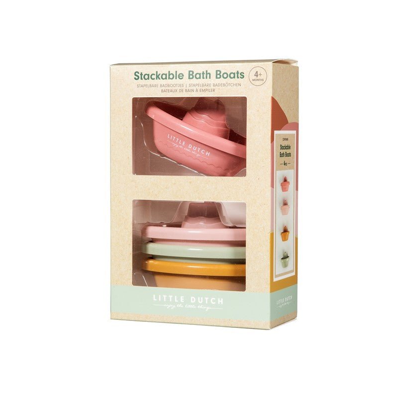 JUGUETE PARA EL BAÑO LITTLE DUTCH ·BARCOS APILABLES ROSAS· - Happy Moments Baby