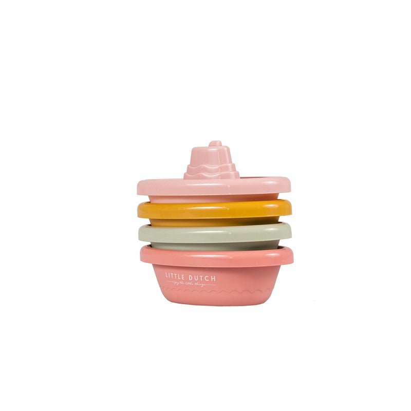 JUGUETE PARA EL BAÑO LITTLE DUTCH ·BARCOS APILABLES ROSAS· - Happy Moments Baby