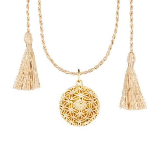 LLAMADOR DE ÁNGELES Y JOYA DE EMBARAZO & VÍNCULO ·FLOWER OF LIFE ORO· - Happy Moments Baby