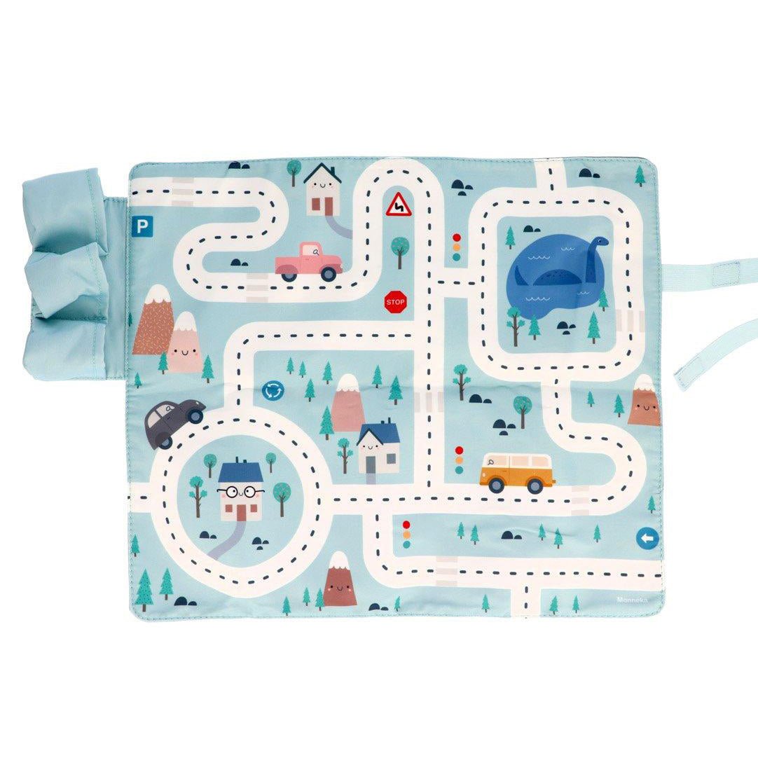 MANTEL DE JUEGO ·CIRCUITO CON TRES COCHES AZUL· - Happy Moments Baby