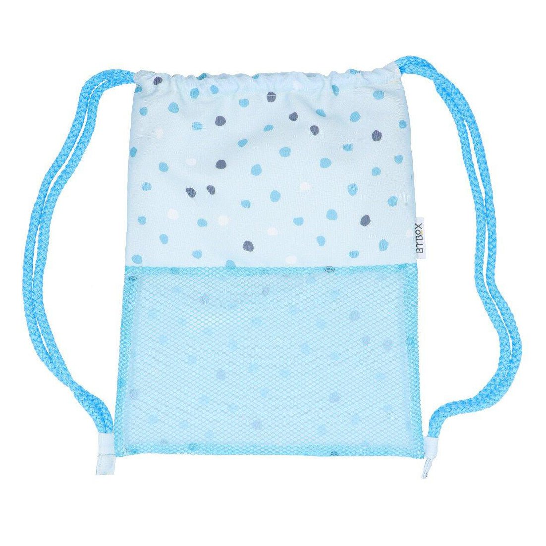 MOCHILA SACO ANTIARENA BTBOX ·LUNARES AZUL· - Happy Moments Baby