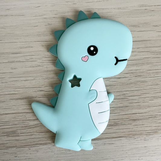 MORDEDOR FIGURA ·DINO BEBÉ TURQUESA· - Happy Moments Baby