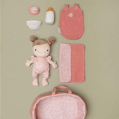 MUÑECA DE TELA LITTLE DUTCH ·BEBÉ ROSA CON CESTA Y ACCESORIOS· - Happy Moments Baby