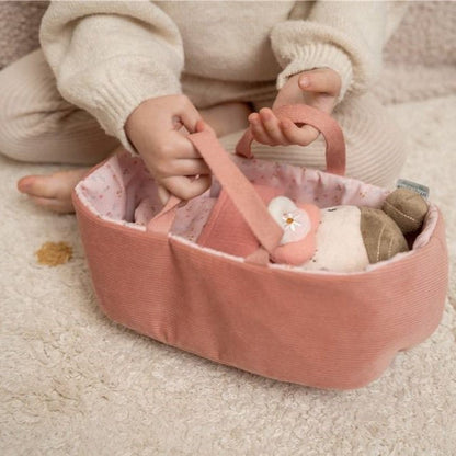 MUÑECA DE TELA LITTLE DUTCH ·BEBÉ ROSA CON CESTA Y ACCESORIOS· - Happy Moments Baby