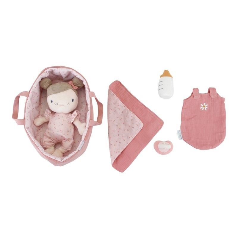 MUÑECA DE TELA LITTLE DUTCH ·BEBÉ ROSA CON CESTA Y ACCESORIOS· - Happy Moments Baby