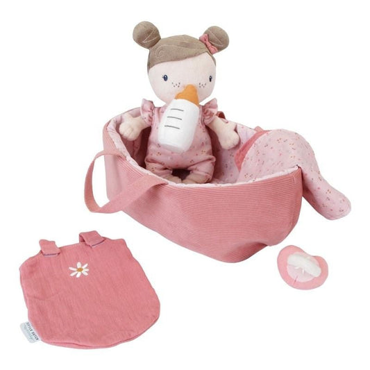 MUÑECA DE TELA LITTLE DUTCH ·BEBÉ ROSA CON CESTA Y ACCESORIOS· - Happy Moments Baby
