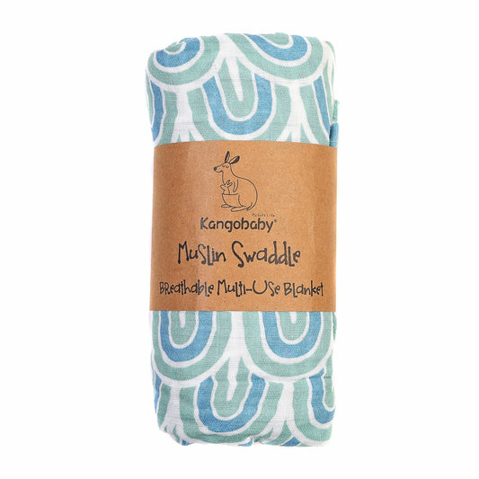 MUSELINA ALGODÓN 120x110cm ·ARCOÍRIS AZUL· - Happy Moments Baby