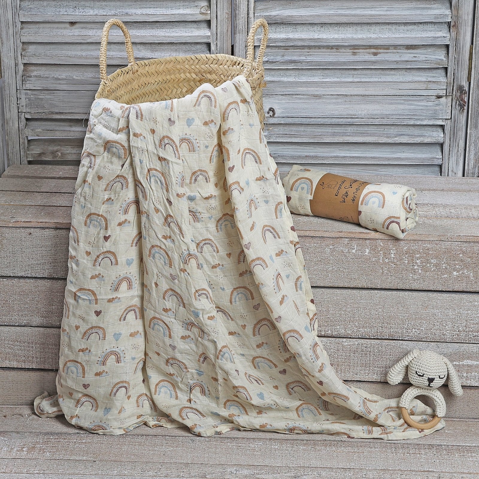 MUSELINA ALGODÓN 120x110cm ·ARCOÍRIS SOFT· - Happy Moments Baby