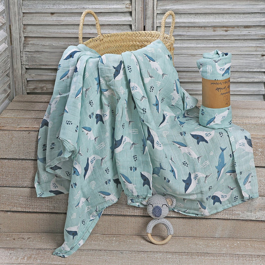 MUSELINA ALGODÓN 120x110cm ·SEA· - Happy Moments Baby