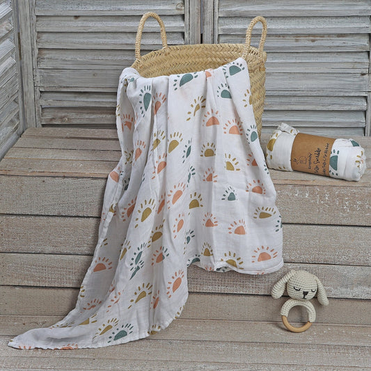 MUSELINA ALGODÓN 120x110cm ·SOLES· - Happy Moments Baby