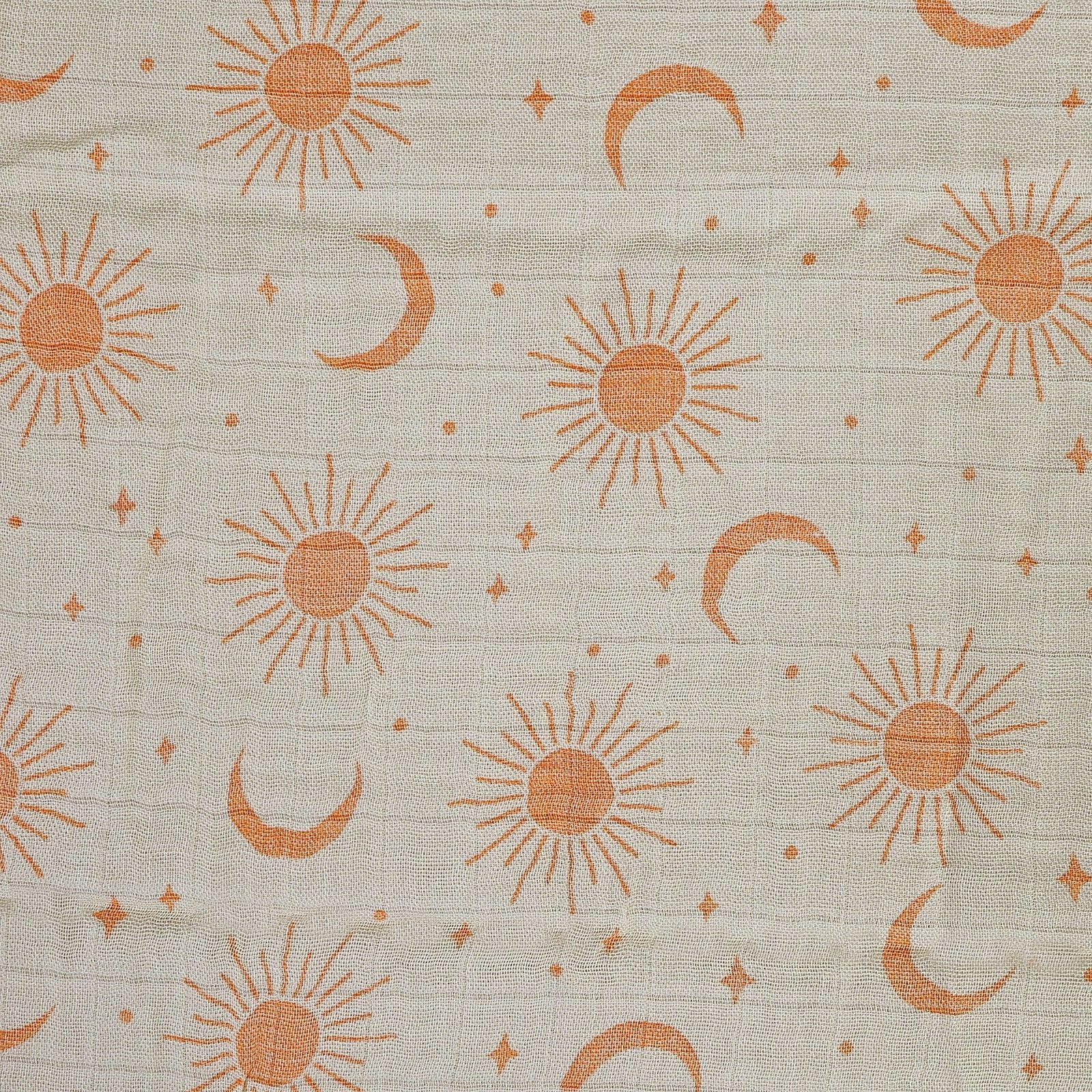 MUSELINA ALGODÓN 120x110cm ·SOLES Y LUNAS· - Happy Moments Baby