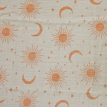 MUSELINA ALGODÓN 120x110cm ·SOLES Y LUNAS· - Happy Moments Baby