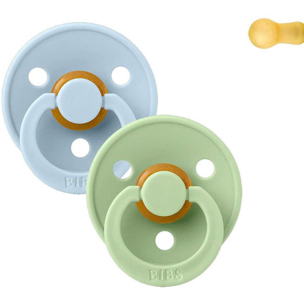PACK 2 CHUPETES BIBS ·ROUND BABY BLUE/PISTACHIO· - Happy Moments Baby