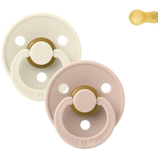 PACK 2 CHUPETES BIBS ·ROUND BLUSH/IVORY· - Happy Moments Baby