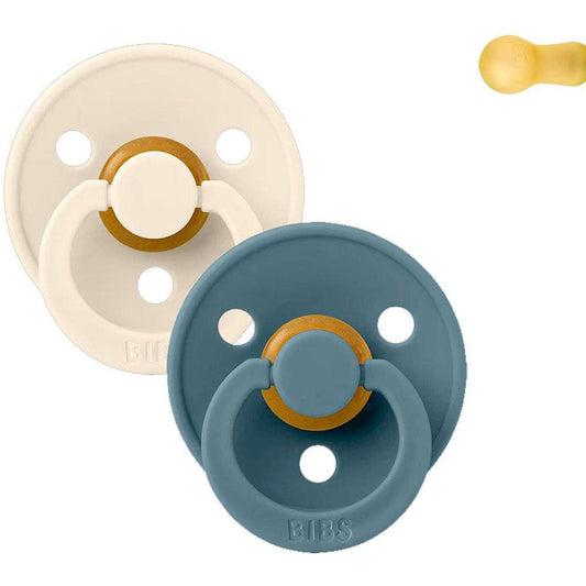 PACK 2 CHUPETES BIBS ·ROUND IVORY/PETROL· - Happy Moments Baby