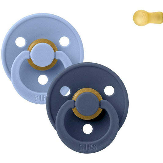 PACK 2 CHUPETES BIBS ·ROUND SKY BLUE/STEEL BLUE· - Happy Moments Baby