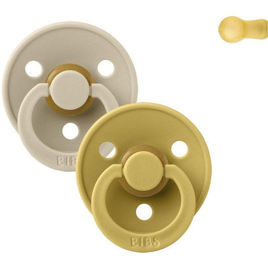 PACK 2 CHUPETES BIBS ·ROUND VANILLA/MUSTARD· - Happy Moments Baby