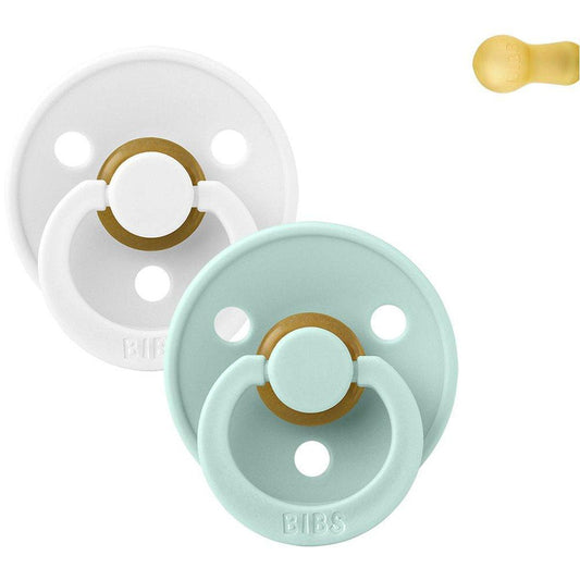 PACK 2 CHUPETES BIBS ·ROUND WHITE/MINT· - Happy Moments Baby