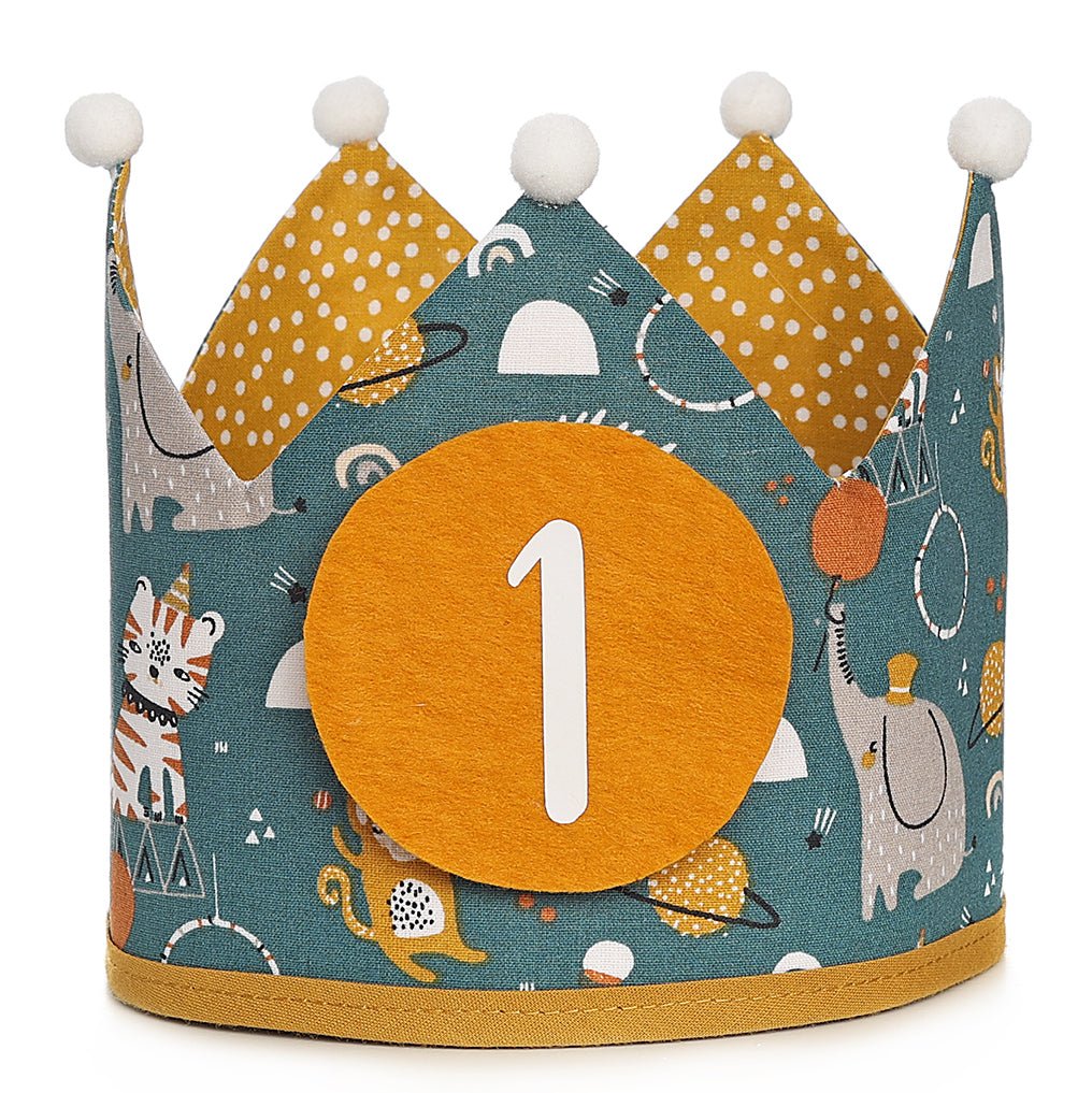 PACK CORONA + CAMISETA CUMPLEAÑOS ·ANIMALES CIRCO· - Happy Moments Baby