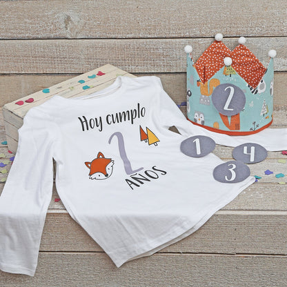 PACK CORONA + CAMISETA CUMPLEAÑOS ·BOSQUE· - Happy Moments Baby