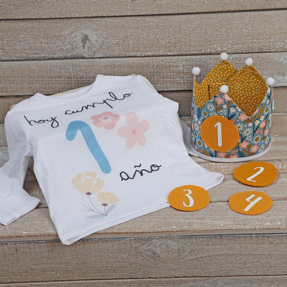 PACK CORONA + CAMISETA CUMPLEAÑOS ·PRIMAVERA· - Happy Moments Baby