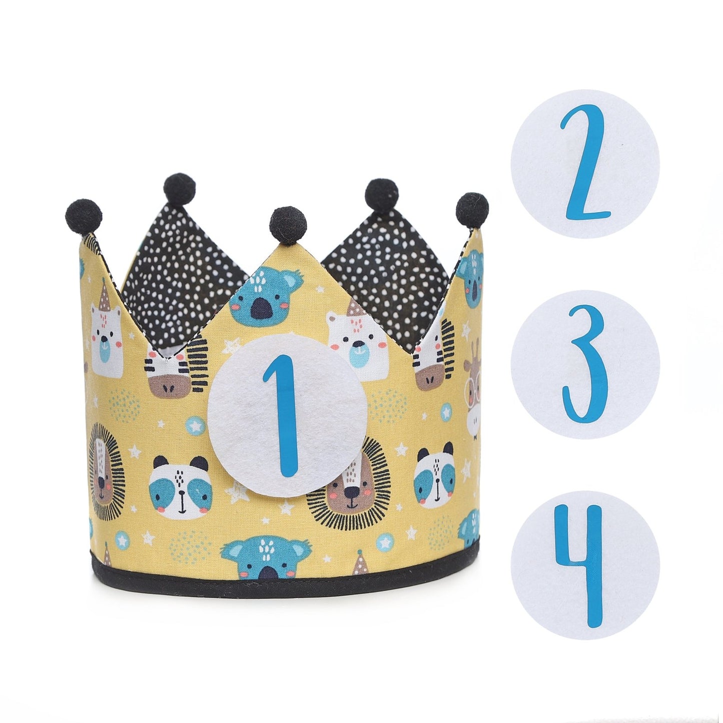 PACK CORONA + CAMISETA + TOPPER CUMPLEAÑOS ·ANIMALS· - Happy Moments Baby