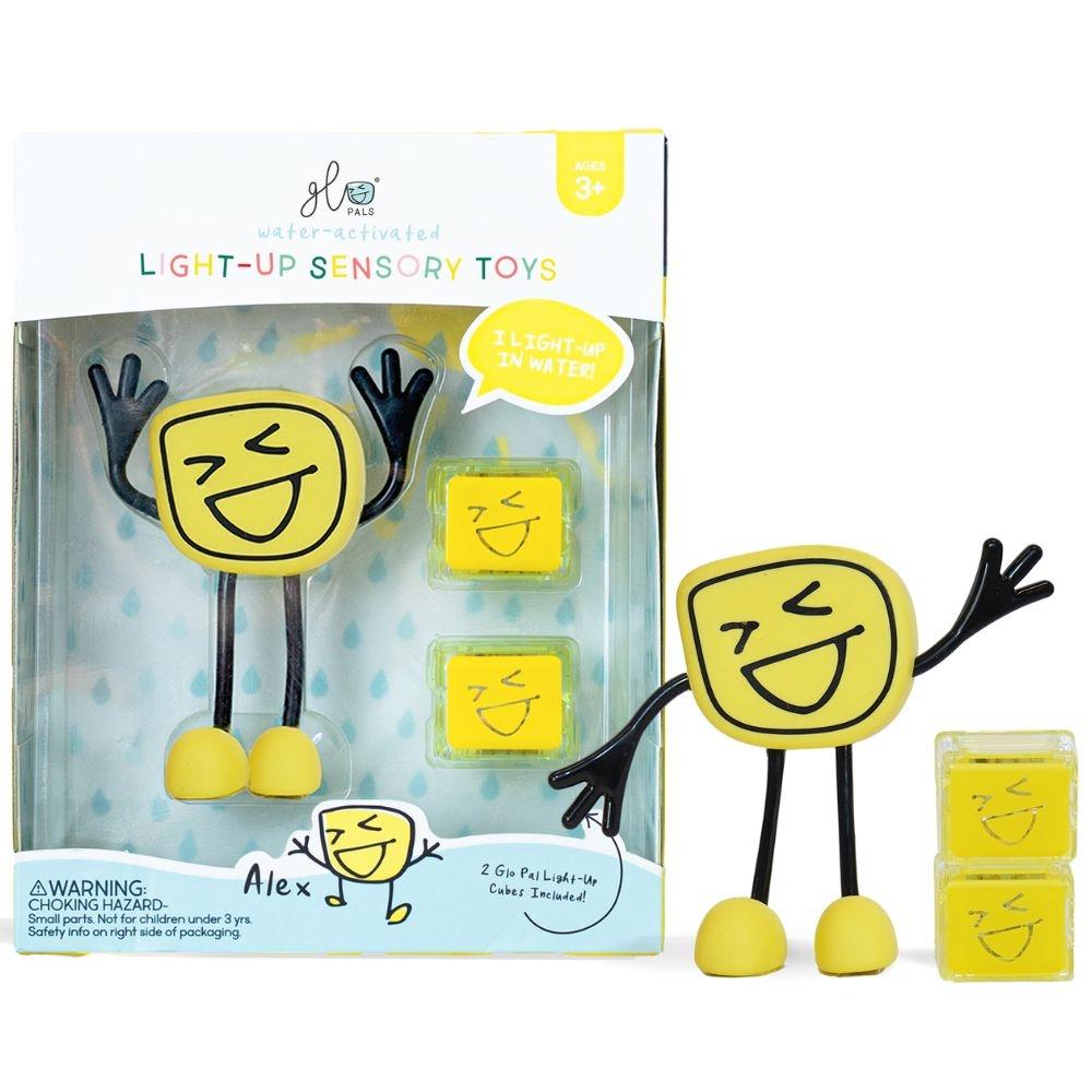 PERSONAJE Y 2 CUBOS DE LUZ PARA EL BAÑO GLOPALS ·ALEX AMARILLO· - Happy Moments Baby