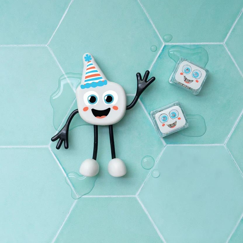 PERSONAJE Y 2 CUBOS DE LUZ PARA EL BAÑO GLOPALS ·PARTY MULTICOLOR· - Happy Moments Baby