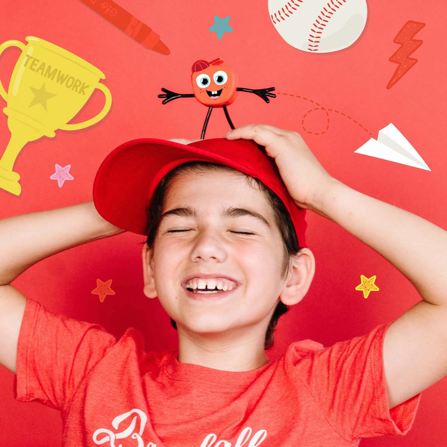 PERSONAJE Y 2 CUBOS DE LUZ PARA EL BAÑO GLOPALS ·SAMMY ROJO· - Happy Moments Baby