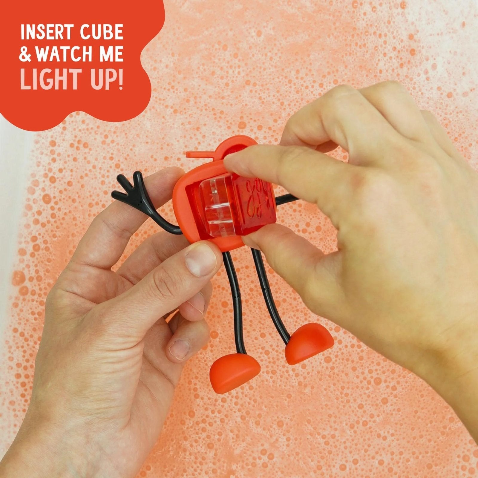 PERSONAJE Y 2 CUBOS DE LUZ PARA EL BAÑO GLOPALS ·SAMMY ROJO· - Happy Moments Baby