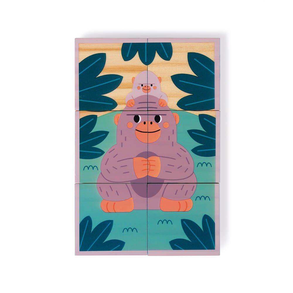 PUZZLE CUBOS DE MADERA JANOD ·ANIMALES· - Happy Moments Baby