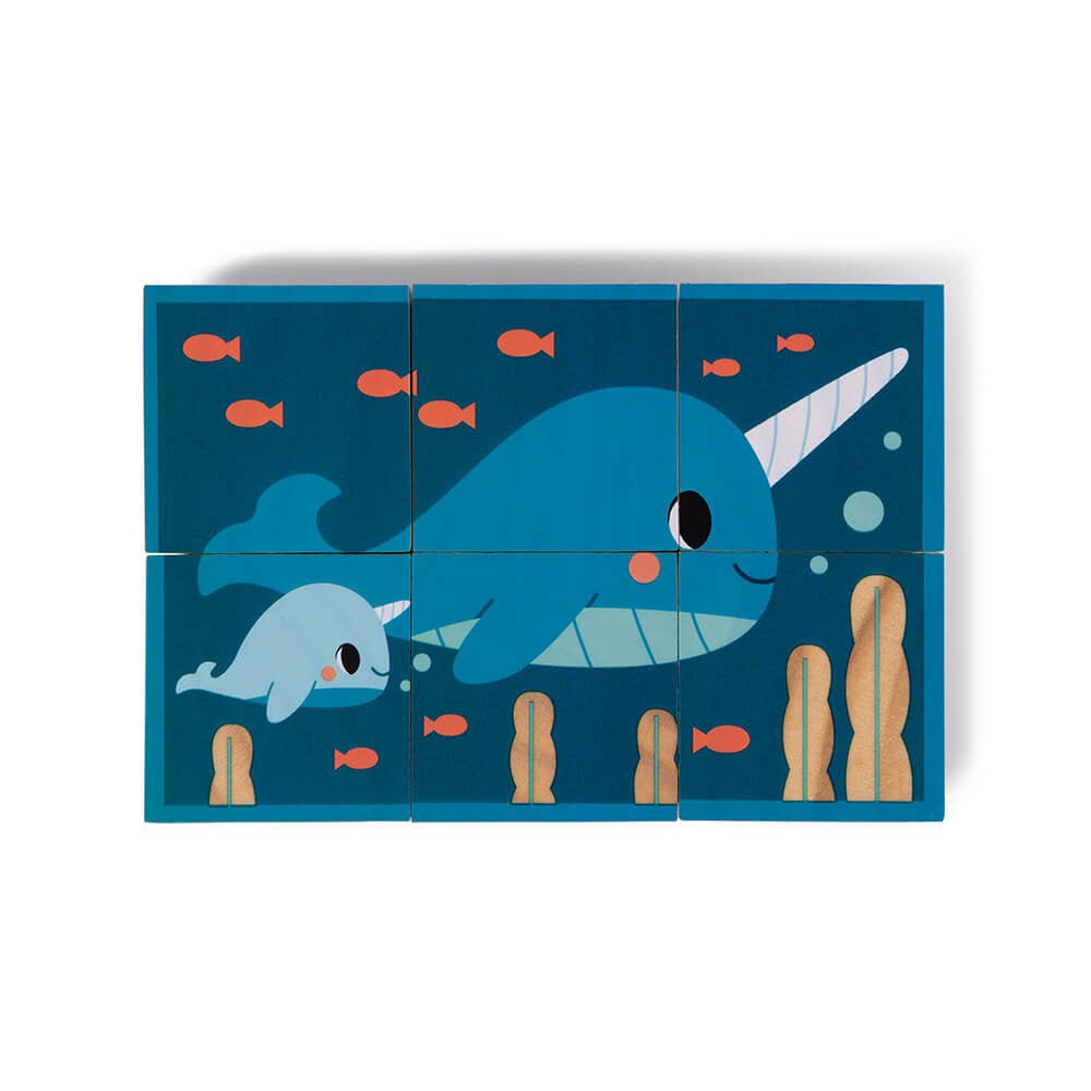 PUZZLE CUBOS DE MADERA JANOD ·ANIMALES· - Happy Moments Baby