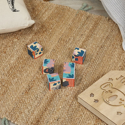 PUZZLE CUBOS DE MADERA JANOD ·ANIMALES· - Happy Moments Baby