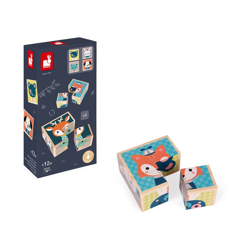 PUZZLE CUBOS DE MADERA JANOD ·EL BOSQUE· - Happy Moments Baby