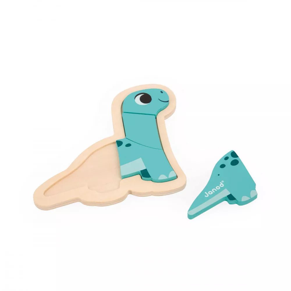 PUZZLE DE MADERA JANOD ·4 PUZLES EVOLUTIVOS DINO· - Happy Moments Baby