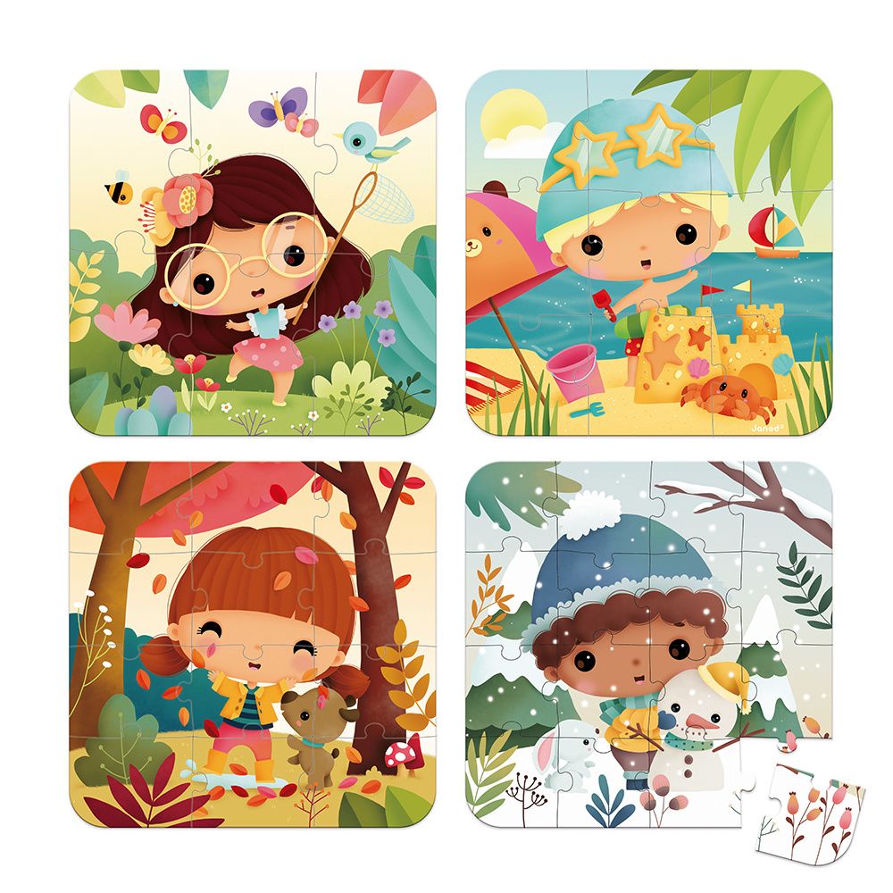 PUZZLE JANOD +2 AÑOS ·SET 4 PUZLES EVOLUTIVOS LAS 4 ESTACIONES· - Happy Moments Baby